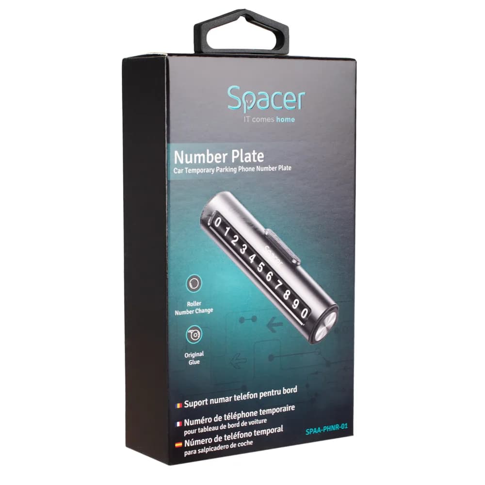 SUPORT numar de telefon parbriz Spacer, Functie ascundere numar, Negru, "SPAA-PHNR-01" — miniatură