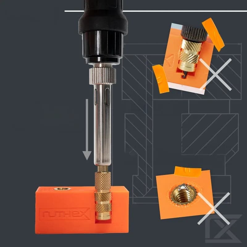 Accesoriu imprimantă 3D Ruthex Melting Aid pentru M10 3/8" thread inserts – 1 buc — miniatură