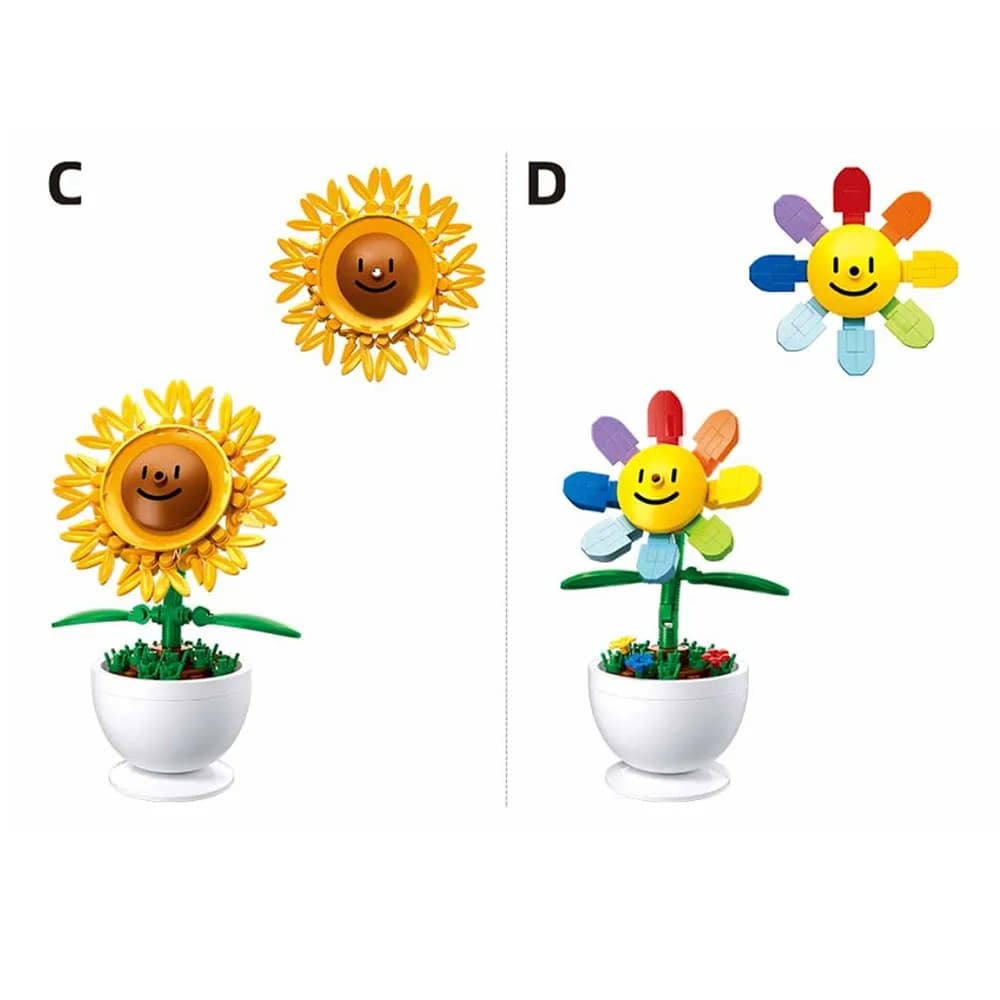 Set de constructie Flowers, 6 modele/display, Plante in ghiveci - Sluban — miniatură