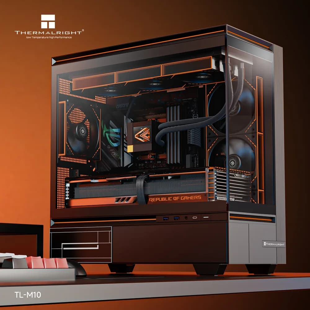 CARCASA Thermalright "TL-M10", mid tower, sticla securizata, fara PSU, max 9 x fan, H max cooler 185mm, USB-C, 2x USB 3.0, negru, "TL-M10 Black" — miniatură