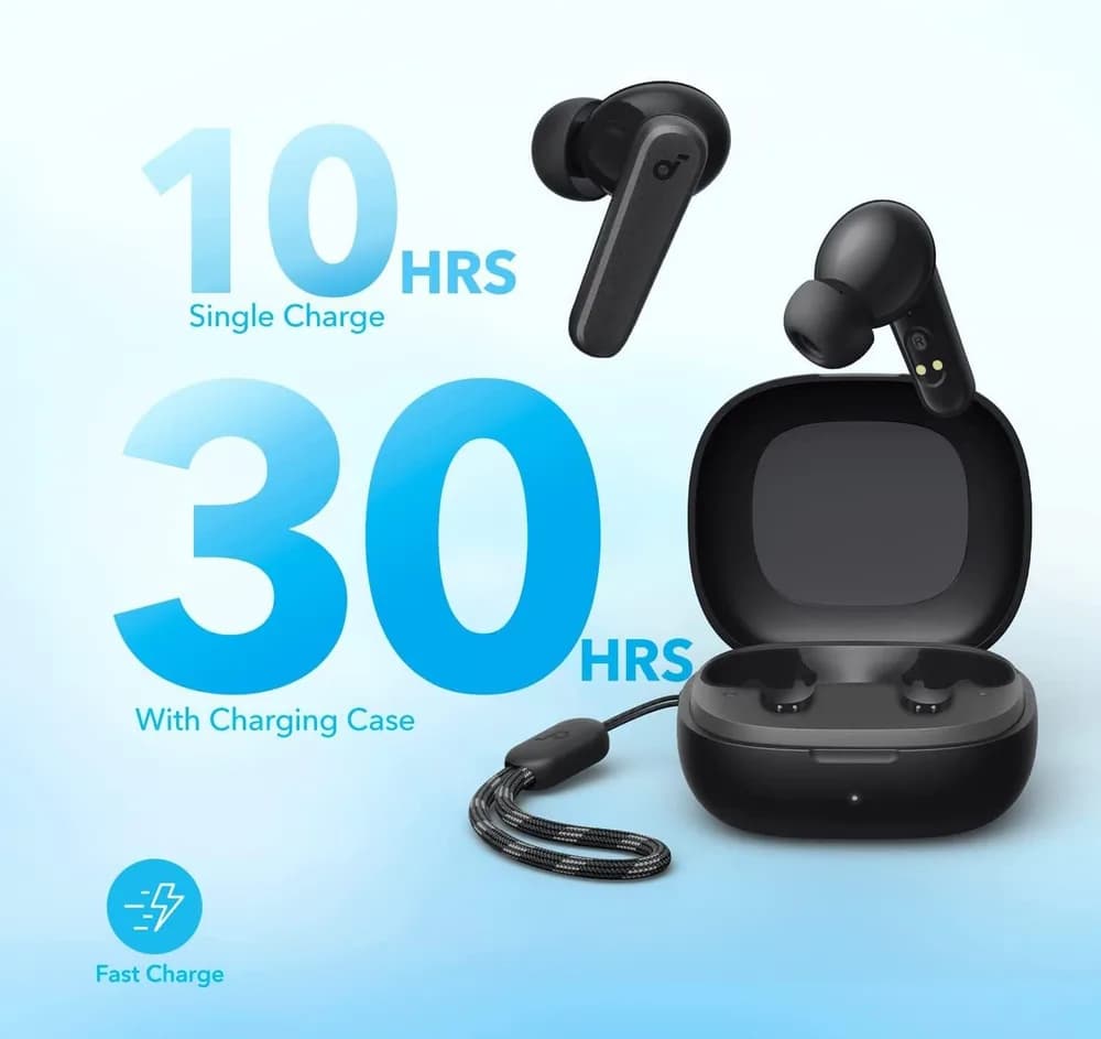 Casti TWS Anker "R50i", tip butoni, utilizare multimedia, Bluetooth 5.3, 2 x mic, durata baterie pana la 30 ore, IPX5, negru, "A3949G12" - 0194644199432 — miniatură
