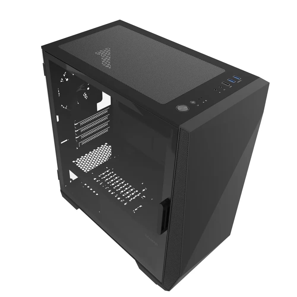 CARCASA Zalman "Z1 Iceberg", middle tower, fara sursa, suporta 5xfan, 3xfan inclus, USB 3.1 gen1 x 2, USB 2.0 x 1, audio+mic, 4 sloturi expansiune, negru "Z1 Iceberg Black" — miniatură