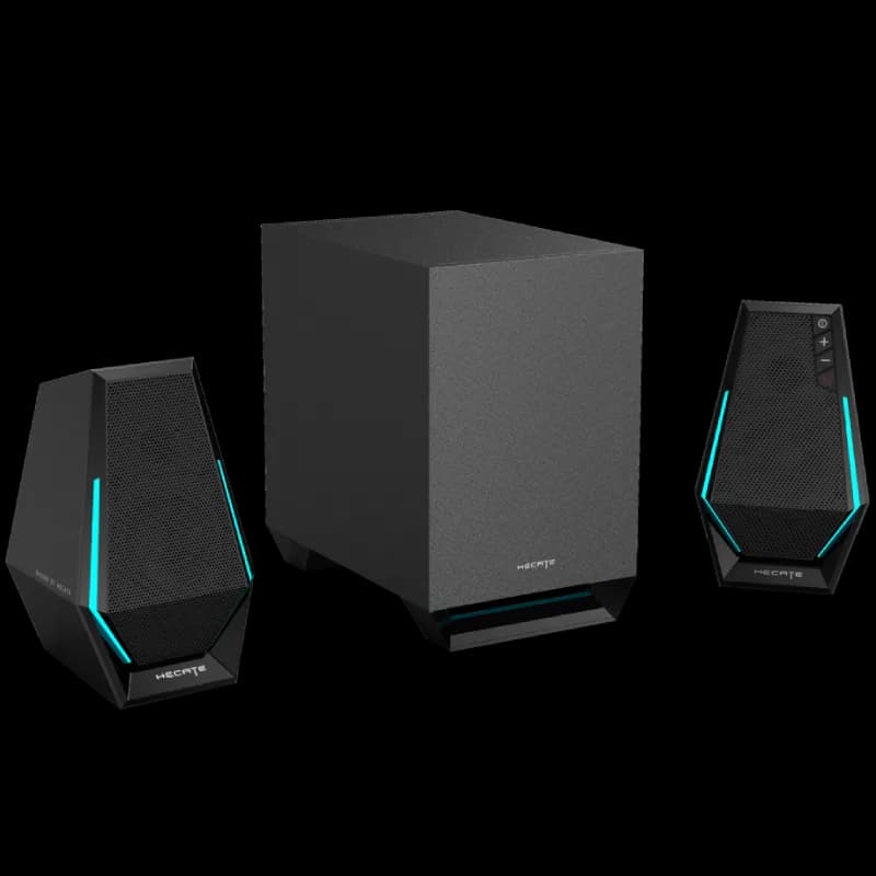 BOXE EDIFIER Gaming 2.1, RMS: 30W(2 x 7.5W + 15W), bass 4",control volum,BT/USB-A/USB-C/AUX, sound mode:Music/Game/Movie, 10 x LED RGB, frecv. rasp 93Hz-20KHz, USB power,black, "G1500MAX-BK" — miniatură