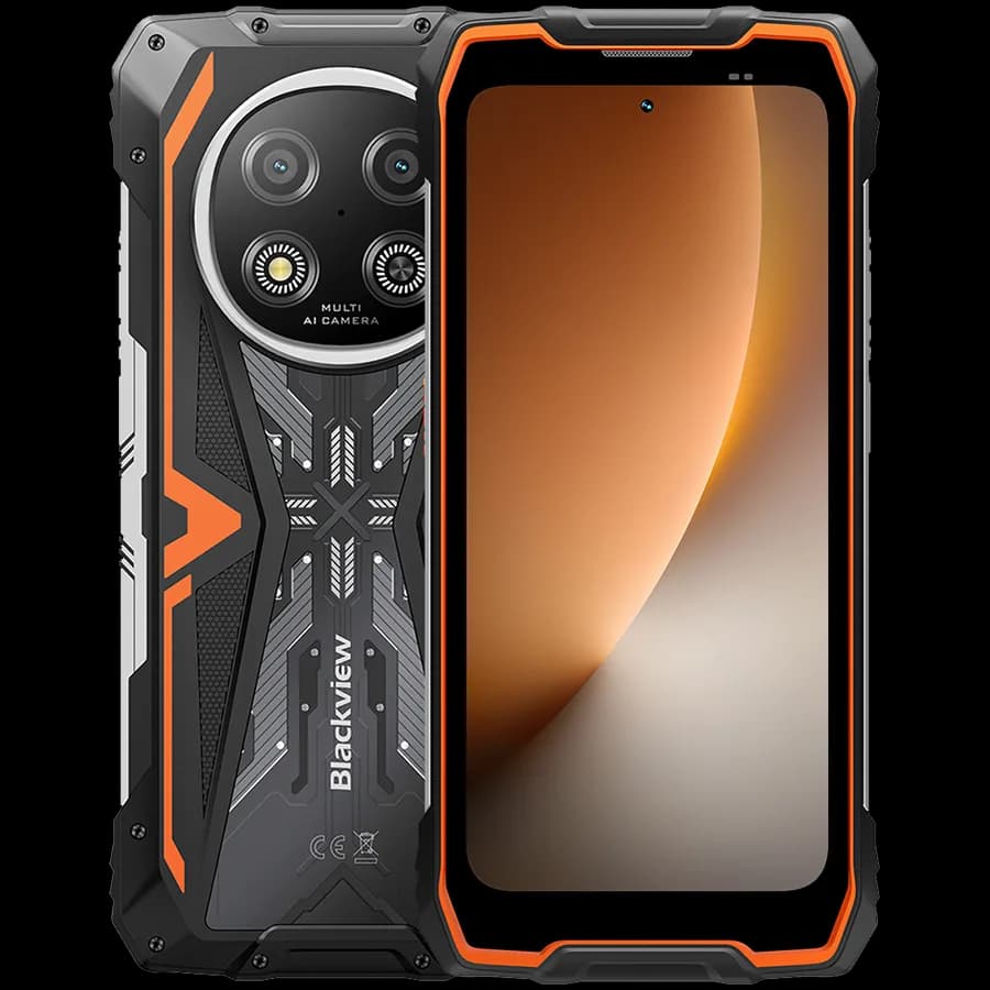 Blackview ROCK 2 5G 6.67-inch HD+ 1640x720 120Hz 12+256GB Unosoc T8100 Octa-Core 2.2GHz 13MP Front 16MP Rear NFC FG MIL-STD-810H 15000mAh Fingerprint Android 16 Orange "BVROCK2_O12_EU"