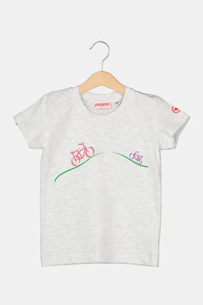 TRICOU CASUAL BICICLETE FAMILIE COPII LIGHT GREY-M — miniatură