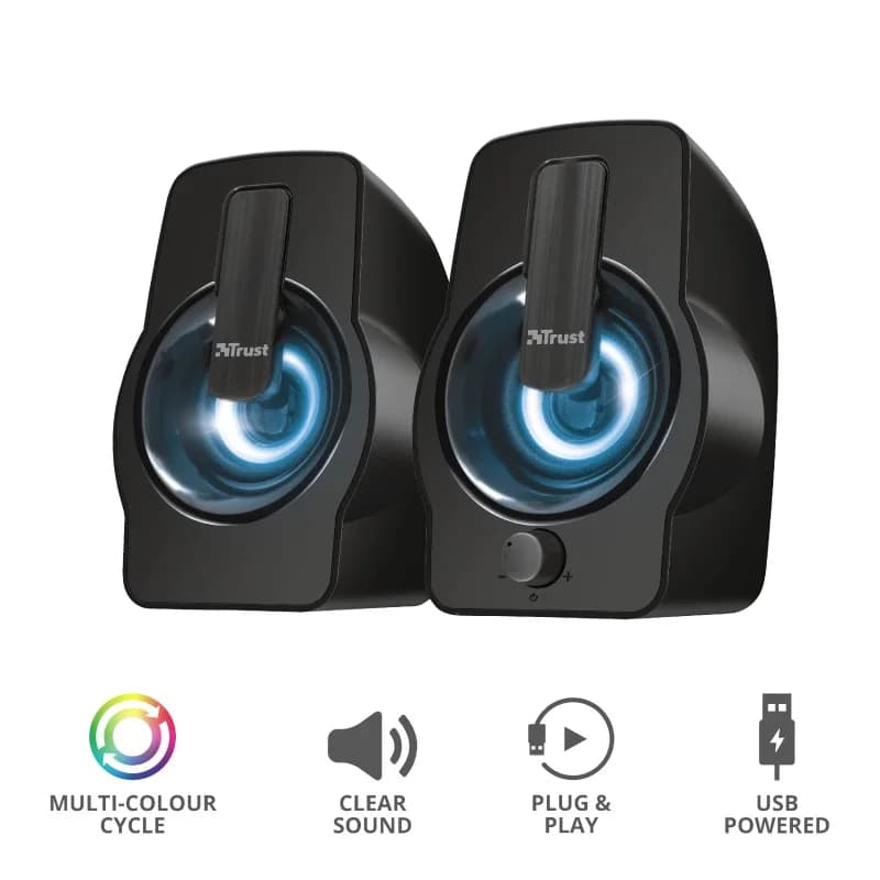 BOXE TRUST, 2.O, 2 x 6 W, cu fir, alimentare 220V, Jack 3.5mm, USB, "TR-22948" — miniatură
