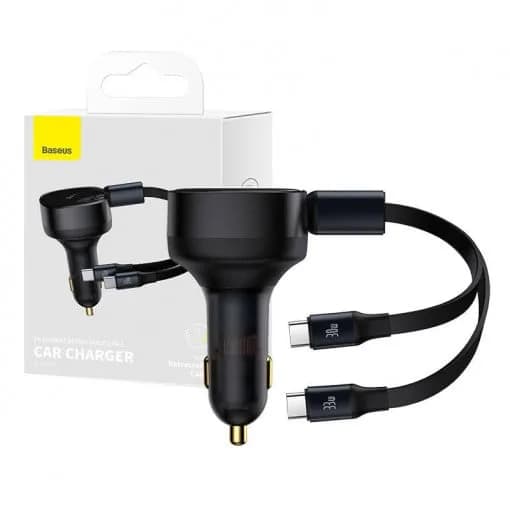 INCARCATOR auto Baseus Tiny Star, Quick Charge 33W, cablu integrat 2 x USB Type-C, negru "C00035500111-00" - 6932172629267 — miniatură