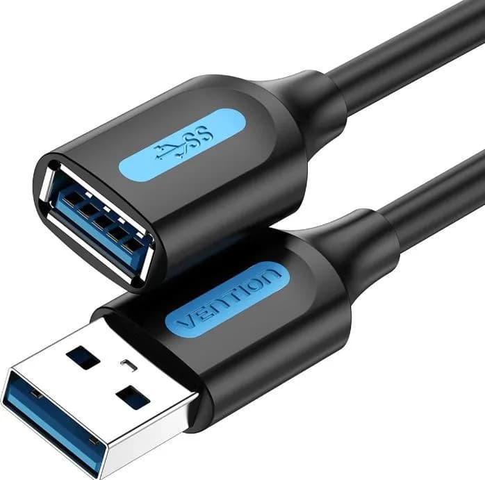 Cablu USB prelungitor Vention, USB 3.2 gen 1 (T) la USB 3.2 gen 1 (M), 0.5m rata transfer 5 Gbps, invelis PVC, negru, "CBHBD" - 6922794748859