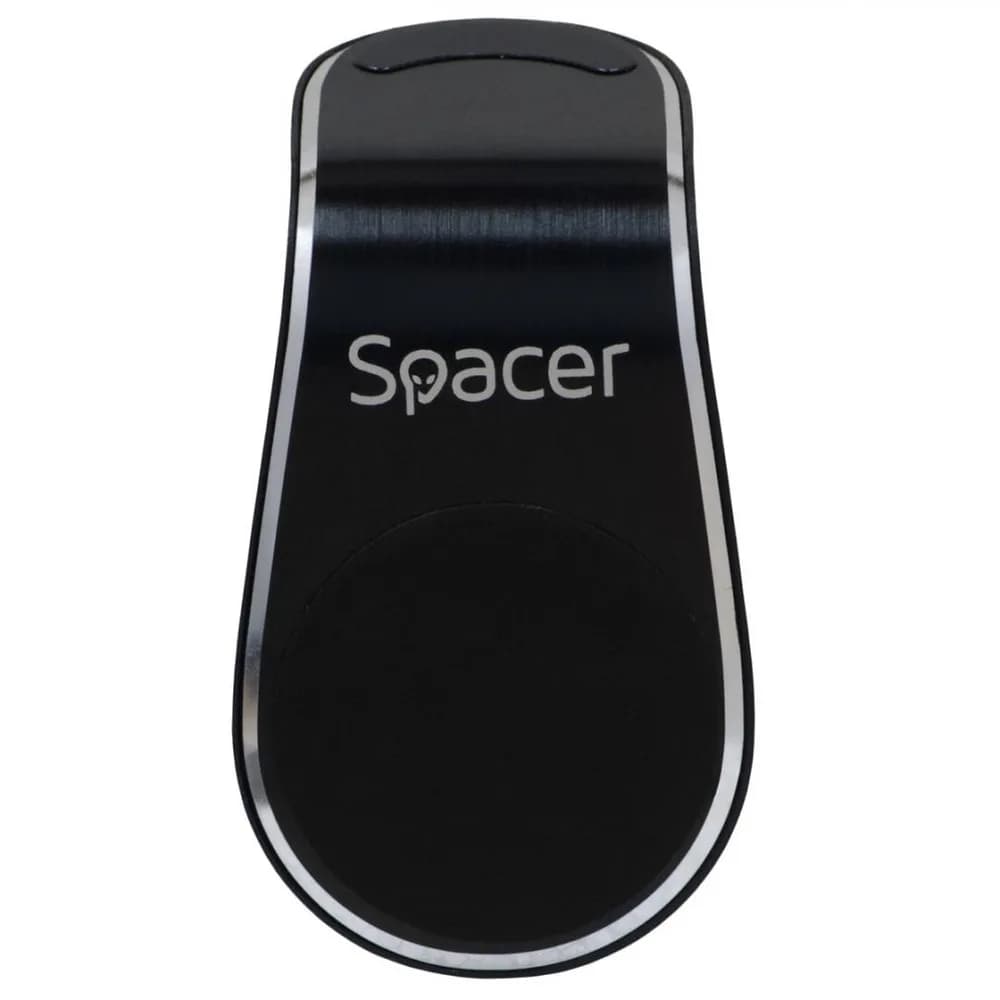 Suport auto Spacer pentru smartPhone, fixare in grilaj bord, prindere magnetica telefon 360 grade, negru — miniatură