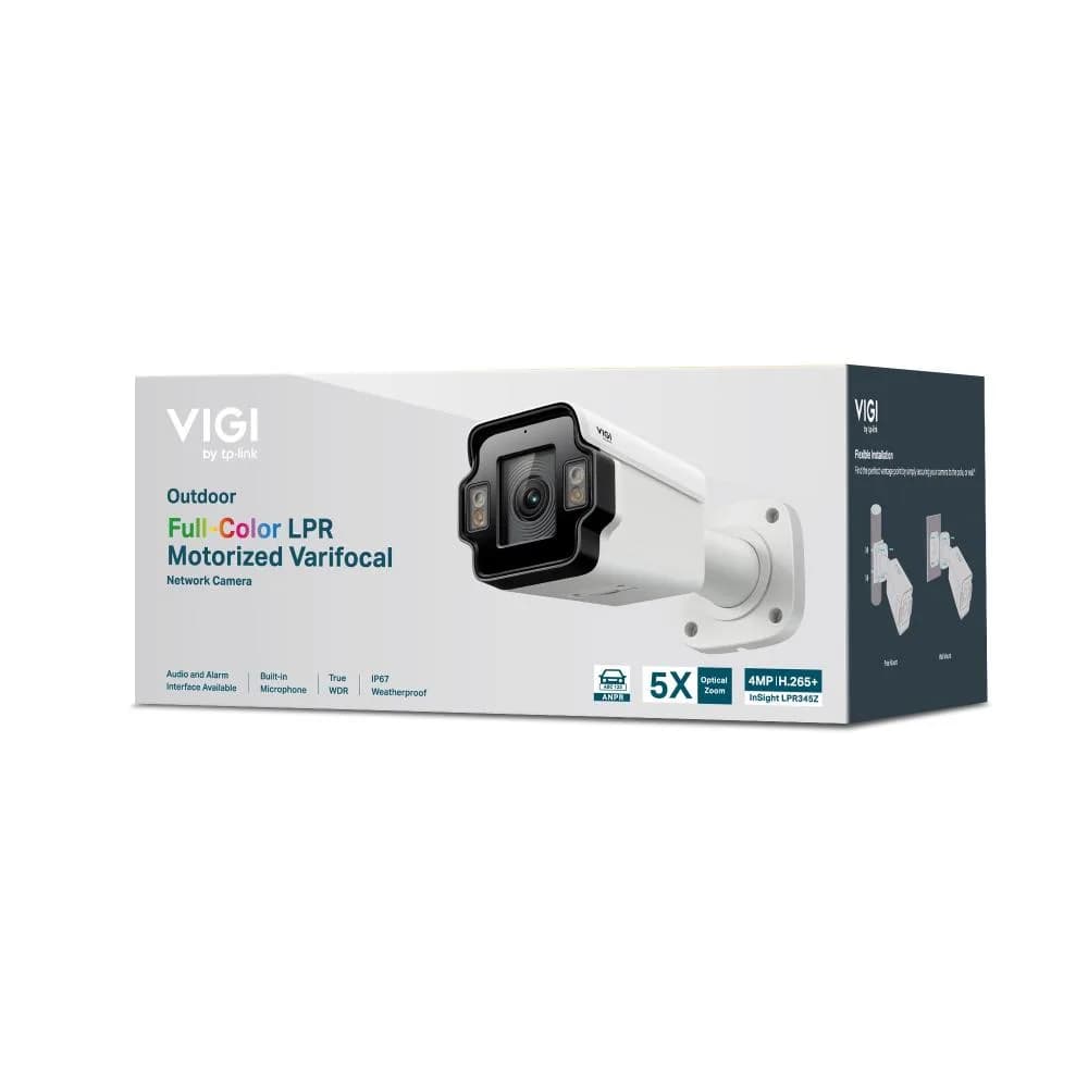 Camera de supraveghere IP bullet LPR VIGI InSight LPR345Z 4 MP Progressive Scan CMOS image sensor, Lens: 2.7 mm - 13.5 mm (Motorized Varifocal), Angle of view 29.6° to 102.0°, WDR 120 dB, 1 RJ45 10/100M Self-Adaptive Ethernet Port, PoE, Operating Conditions: -30 °C to 60 °C, IP67 & IK10, White LED — miniatură