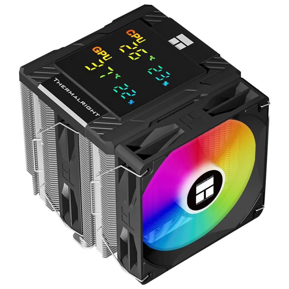 COOLER Thermalright "Peerless Assassin 120 Digital", skt. Intel si AMD, racire cu aer, vent. 2 x 120mm (TL-C12C-X28-S V2), 1850 rpm, 6 heatpipes, H 162mm, ARGB, negru, "Peerless Assassin 120 Digital Black Argb" — miniatură