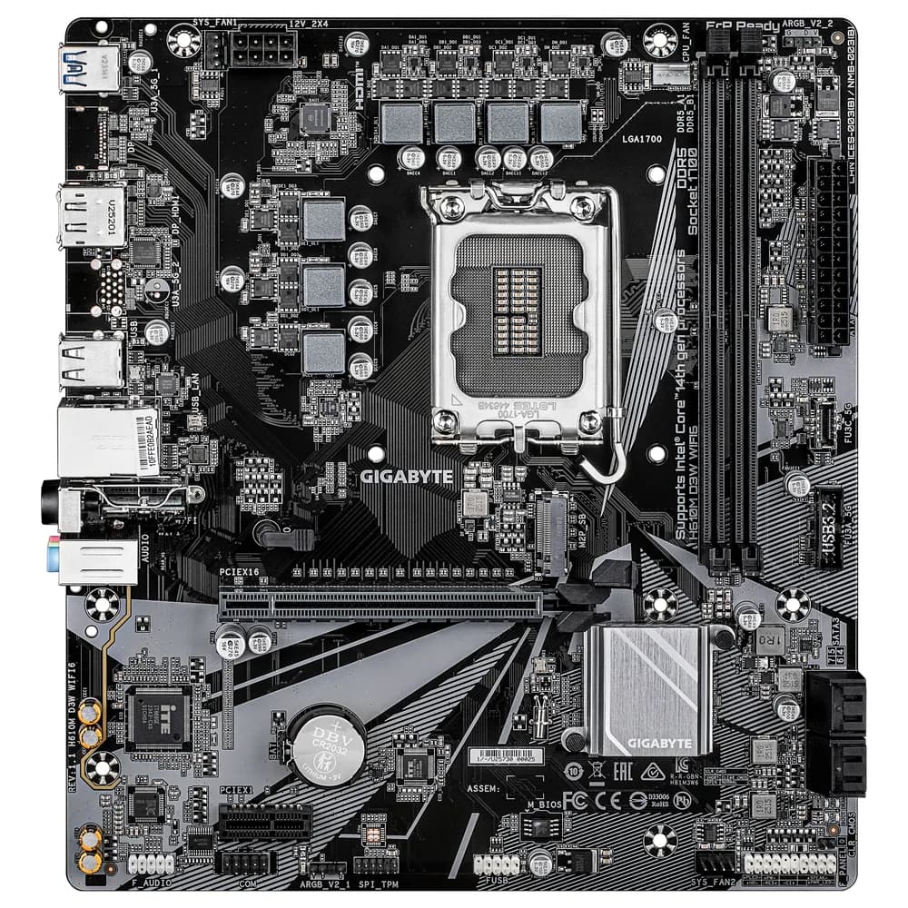 Placa de baza GIGABYTE H610M D3W WIFI6, DDR5, LGA1700, mATX, BT, Negru "H610M D3W WF6" — miniatură