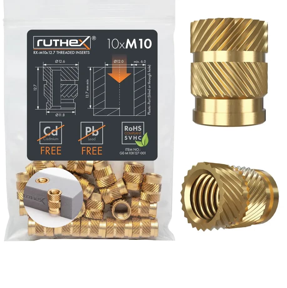 Inserturi filetate Ruthex M10 threaded insert – Rx-M10x12,7 – 10 buc