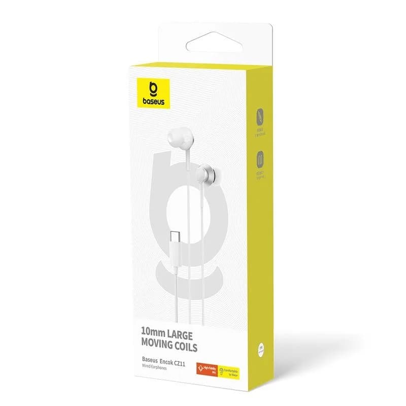 CASTI Baseus Encok CZ11, in ear, pt smartphone, aluminiu, microfon pe fir, conectare prin cablu USB Type-C, alb "A00164300213-Z1" — miniatură
