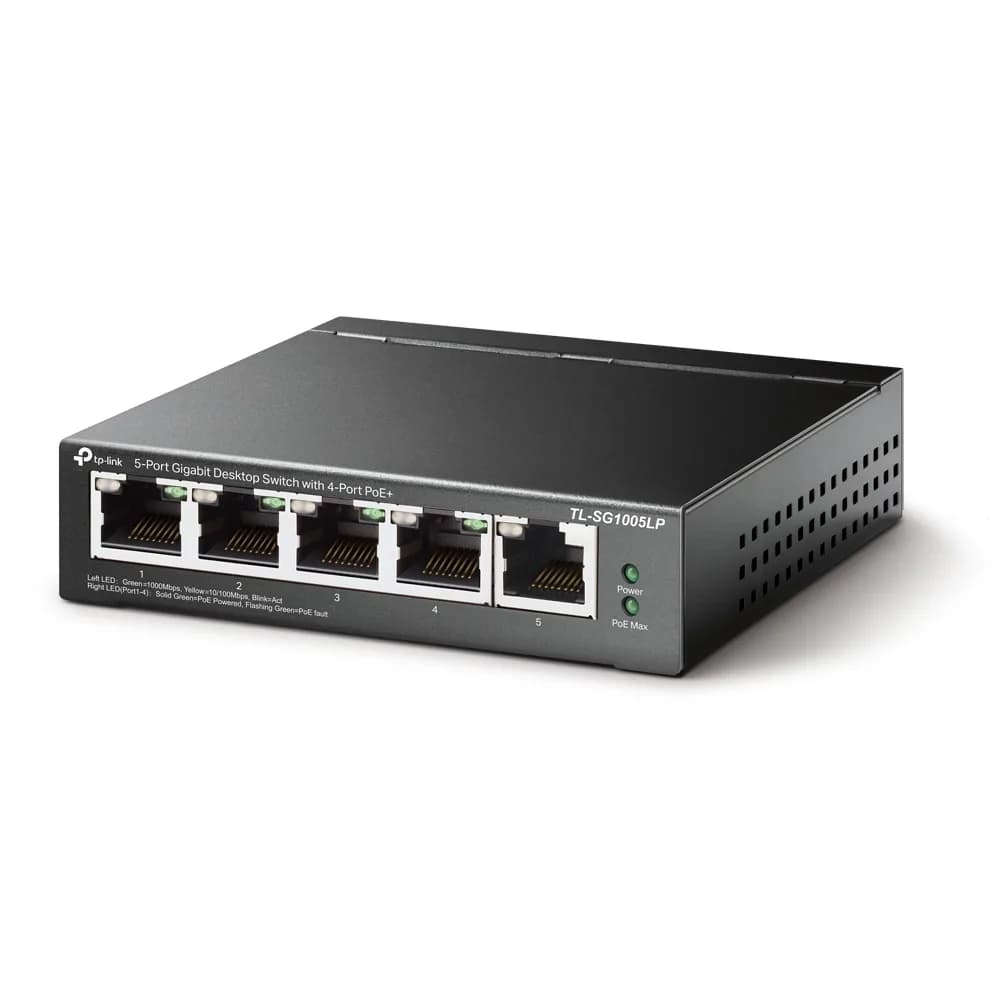 SWITCH PoE TP-LINK 5 porturi Gigabit (4 PoE+), IEEE 802.3at/af, 40W maxim total, carcasa metalica "TL-SG1005LP" — miniatură