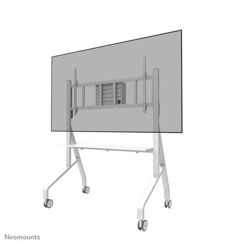 Stand podea mobil/fix Neomounts FL50-575WH1; pentru display-uri cu diagonale 65"-110", sistem de prindere VESA 100x100~1100x600, greutate maxima suportata 125kg, fix; lockable - lacătul nu este inclus; culoare alb.