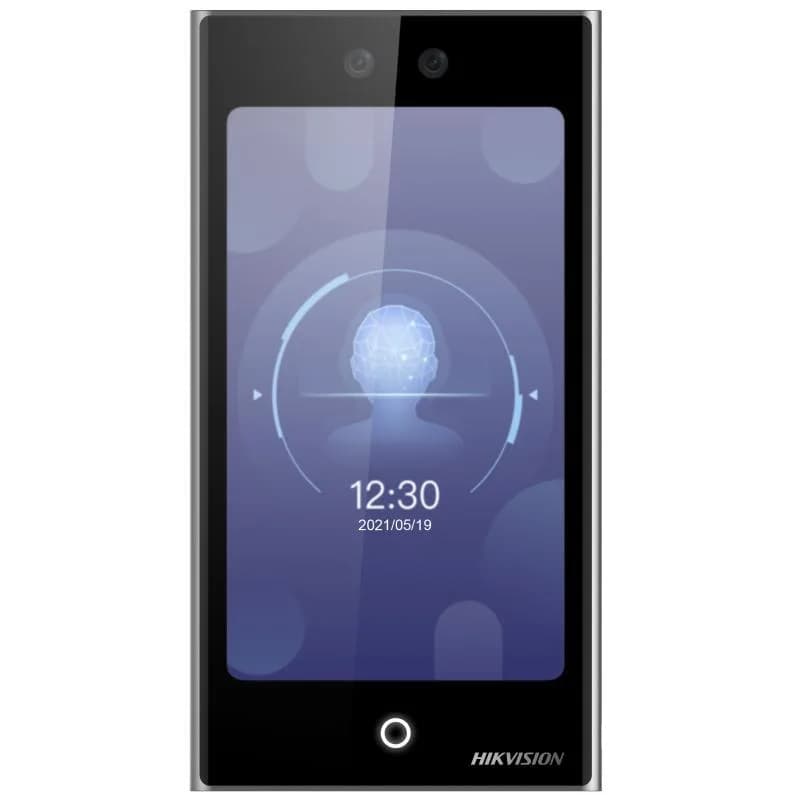 Terminal de control access cu face recognition Hikvision DS-K1T673DWX ; Rezolutie: 2MP, HFOV = 75.5°; VFOV = 41.5°; DFOV = 87°, Ecran tactil LCD: 7 inch, Distanța de autentificare: 0.3-3m, Interfata: 1 RJ-45, 10/100/1000 M self-adaptive, Alarma 2/1, încorporat. - Capacitate maximă: 10.000 imagini
