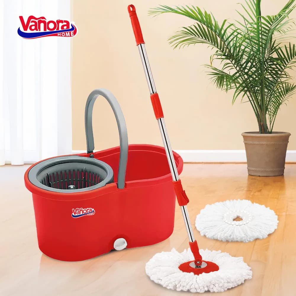 SET CURATENIE CU MOP ROTATIV, CLEAN360, ROSU — miniatură