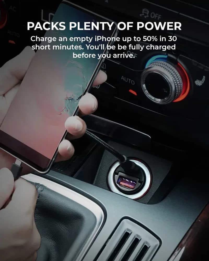 Alimentator Smartphone auto Aukey, CC-A3, 30W, fast charge, alimentare bricheta, 1 x USB-C, 1 x USB-A, negru, "LLTSN1017990" - 608119202393 — miniatură