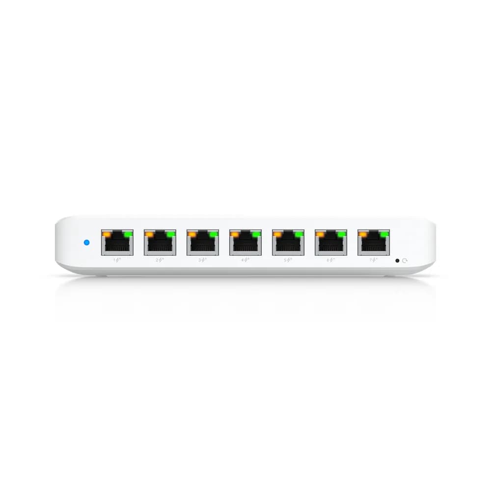 Ubiquiti USW-Ultra-210W-EU compact, Layer 2, 8-port GbE PoE switch, 7x GbE PoE+ output ports, GbE port with optional PoE++ input, 202W PoE "USW-ULTRA-210W-EU" — miniatură