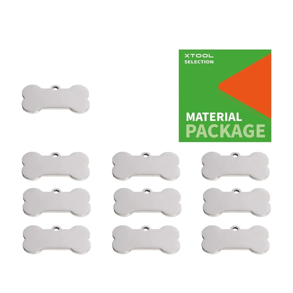 Accesoriu gravator laser xTool Bone-Shaped Stainless Steel Dog Tag – 10 buc