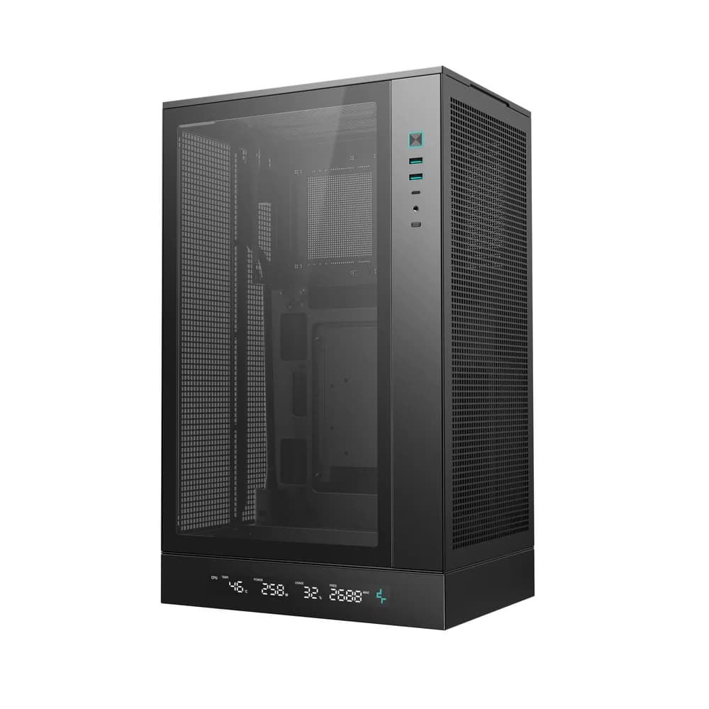 CARCASA DeepCool "CH270 DIGITAL", mini tower, gaming, fara sursa, suporta 6xfan, USB Type-C x 1, USB 3.2 gen 1 x 2, audio+mic, 4 sloturi expansiune, alb, "R-CH270-BKNDM0-G-1" — miniatură