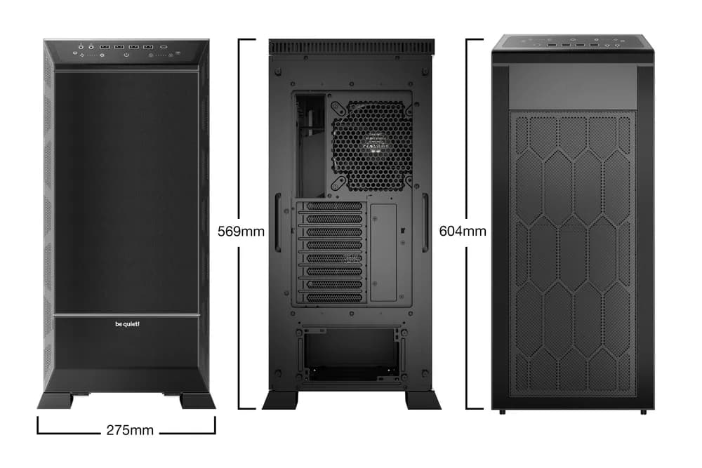 CARCASA be quiet! "DARK BASE PRO 901", Tower, ATX, fara sursa, 4xfan, USB 3.2 gen 2, USB Type-C x 1, audio, mic, PSU shroud, 8 sloturi expansiune, iluminare ARGB, negru, "BGW50" — miniatură