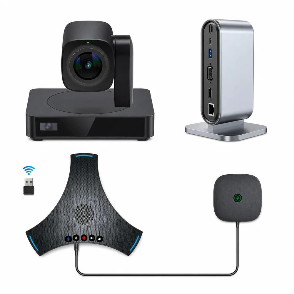 Pachet videoconferință 4K BYOM cu cameră PTZ, stație de andocare și speakerphone wireless POD4 – Medium Room