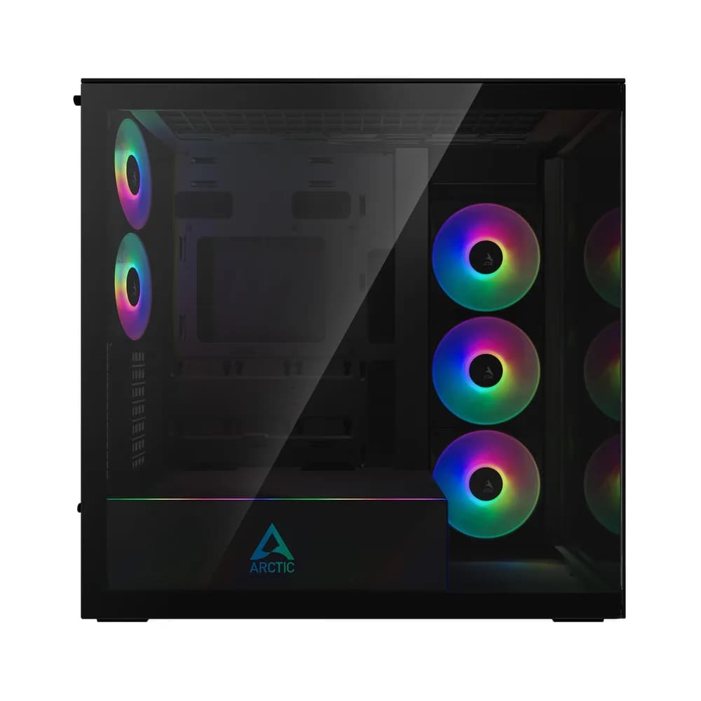 CARCASA Arctic "Xtender Mirror BK", mid tower, max 8xfan, 3xP14 ProR ARGB si 2xP12Pro ARGB instalate, PSU shroud 24 LED ARGB, USB-C x 1, USB 3.2 x 2, audio+mic, 7 sloturi expans, negru, "ACPCC00018A" — miniatură