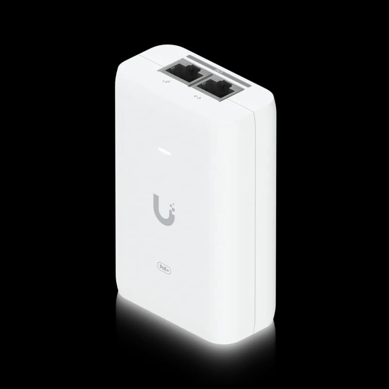 Injector PoE+ Ubiquiti UniFi 30W 48V 0.65A 2.5G , Tensiune nominală 100—240V CA la 50/60Hz, Tensiune de ieșire 48V CC la 0,65A, dimensiuni 93 x 62 x 35 mm (3,7 x 2,4 x 1,4"), alb