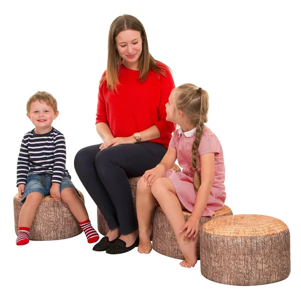 Scaune puf Bușteni de pădure (set de 4, multipack) – 45cm x 35cm — miniatură
