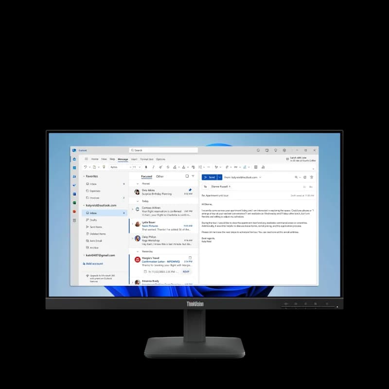 Monitor Commercial Lenovo ThinkVision S24-4e, 23.8", 1920 x 1080 pixeli, Black