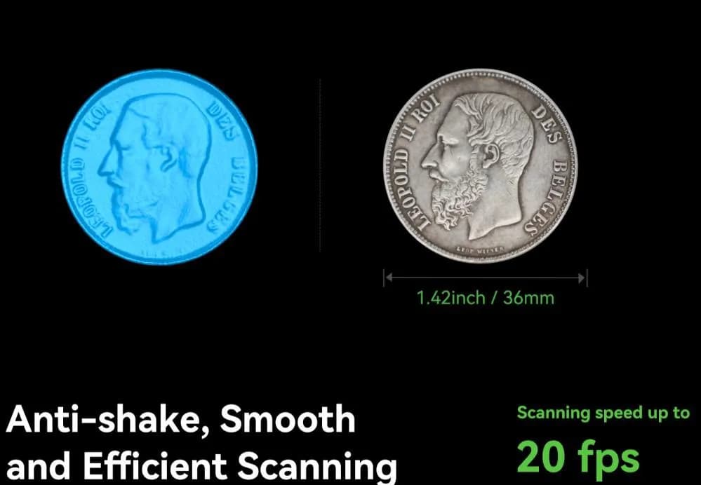 CREALITY 3D SCANNER CR-SCAN OTTER, Acuratete: pana la 0.02mm, Rezolutie 3D: 0.05-2mm, Viteza scanare:20fps, Alimentare: 5V 3A, Greutate: 390g, Color Mapping, IMU, Laser Clasa 1, Format iesire: OBJ/STL/PLY, Interfata: USB C/USB 2.0, Distanta lucru: 110-1000mm, Volum minim scanare: 10x10x10mm — miniatură