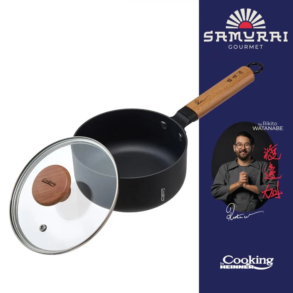 CASEROLA ALUMINIU + CAPAC 16X7.5CM, 1.4L, RIKITO WATANABE, SAMURAI GOURMET, COOKING BY HEINNER — miniatură