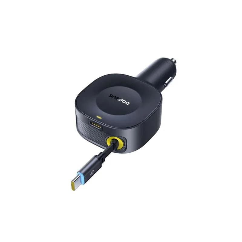 INCARCATOR auto Baseus PrimeTrip VR2, Quick Charge 30W, 1 x USB Type-C, cablu retractabil integrat 1 x USB Type-C, pt. bricheta auto, negru "C0206400" - 6932172692216 — miniatură