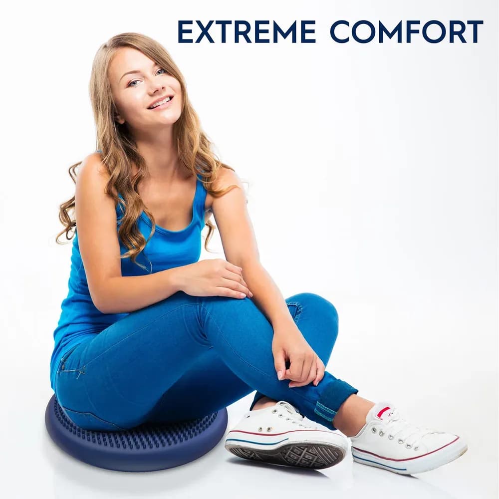 Pernă senzorială antimicrobiană Wiggle – Albastru 27 cm – Alternativă flexibilă de ședere – Bouncyband — miniatură