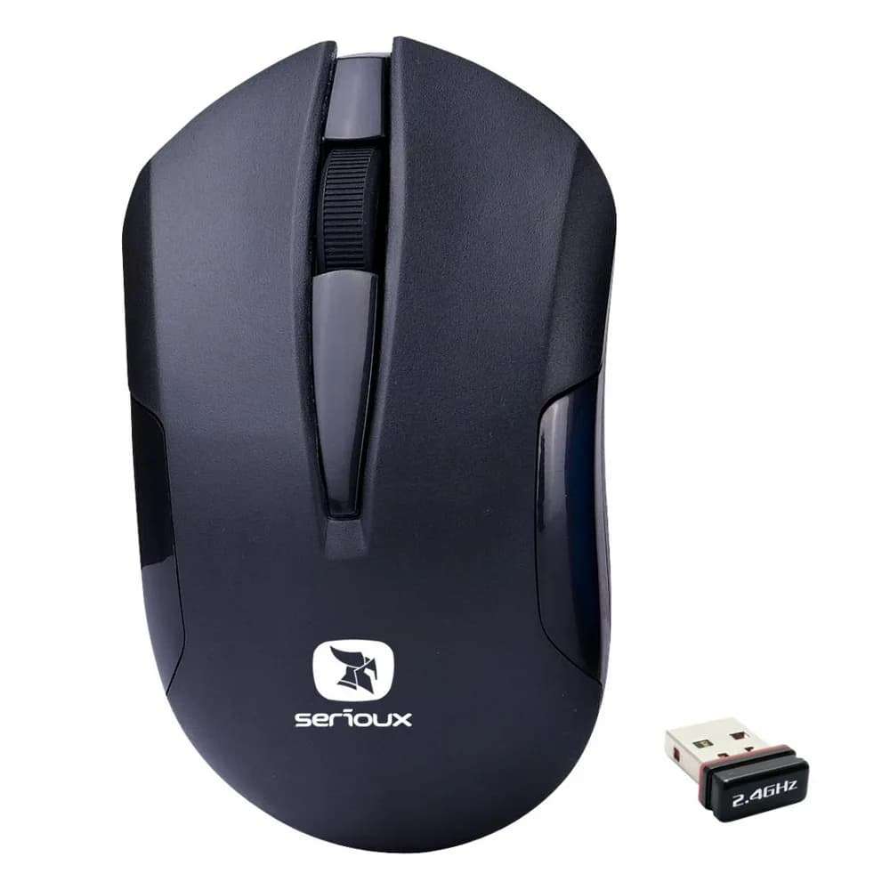 Mouse Serioux wireless, Drago 300, 1000dpi, negru, baterie AA inclusa ,receptor nano, blister, USB