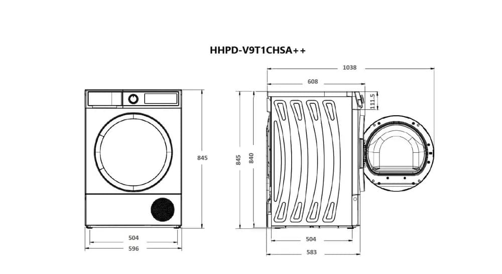 Uscator de rufe HEINNER HHPD-V9T1CHSA++, 9 kg, Clasa: E, Argintiu — miniatură