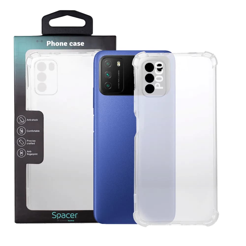 Husa Xiaomi Pocophone M3 Spacer, transparenta, grosime 1.5mm, protectie suplimentara antisoc la colturi, material flexibil TPU "SSPPC-XI-PC-M3-CLR"