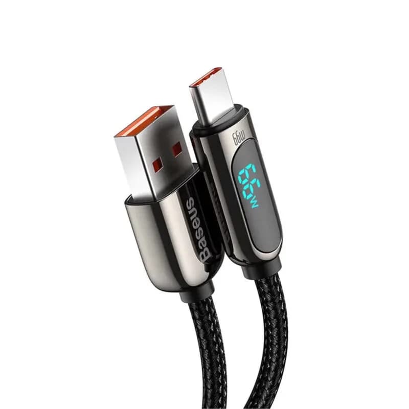 CABLU alimentare si date Baseus, Dynamic Fast Charging Data Cable pt. smartphone, USB (T) la USB Type-C (T), 66W, braided, 2m, negru, "CASX020101" (include TV 0.18lei) - 6932172600587 — miniatură