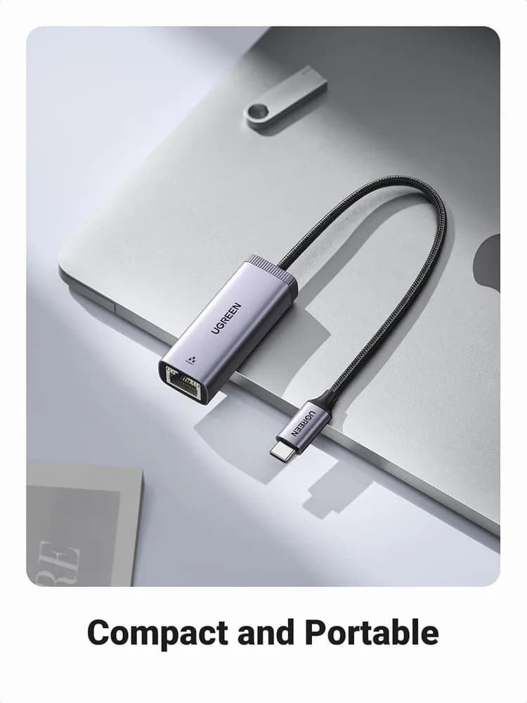 ADAPTOR RETEA Ugreen, "CM483" extern, USB Type-C (T) la port Gigabit RJ-45, gri "40322" — miniatură