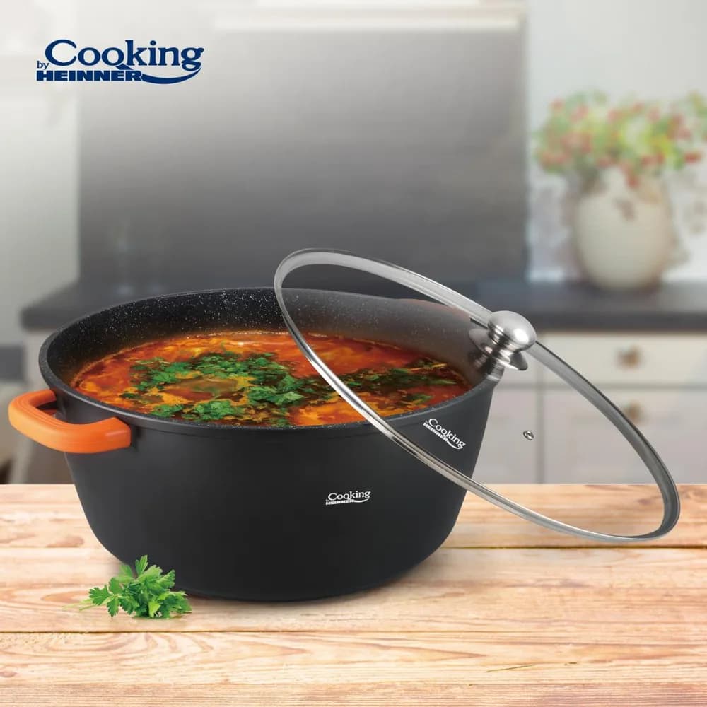 SEMIOALA ALUMINIU+CAPAC 44X19 CM,23L,DARK LINE, COOKING BY HEINNER — miniatură