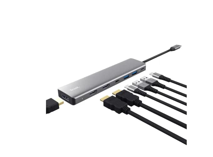 Hub USB Trust Dalyx 7-in-1, USB-C, 7 porturi, Gri — miniatură