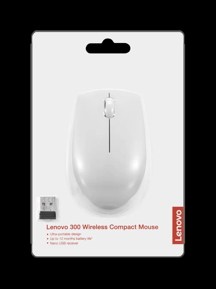 Mouse Wireless Lenovo 300, 1000 dpi, Gri — miniatură