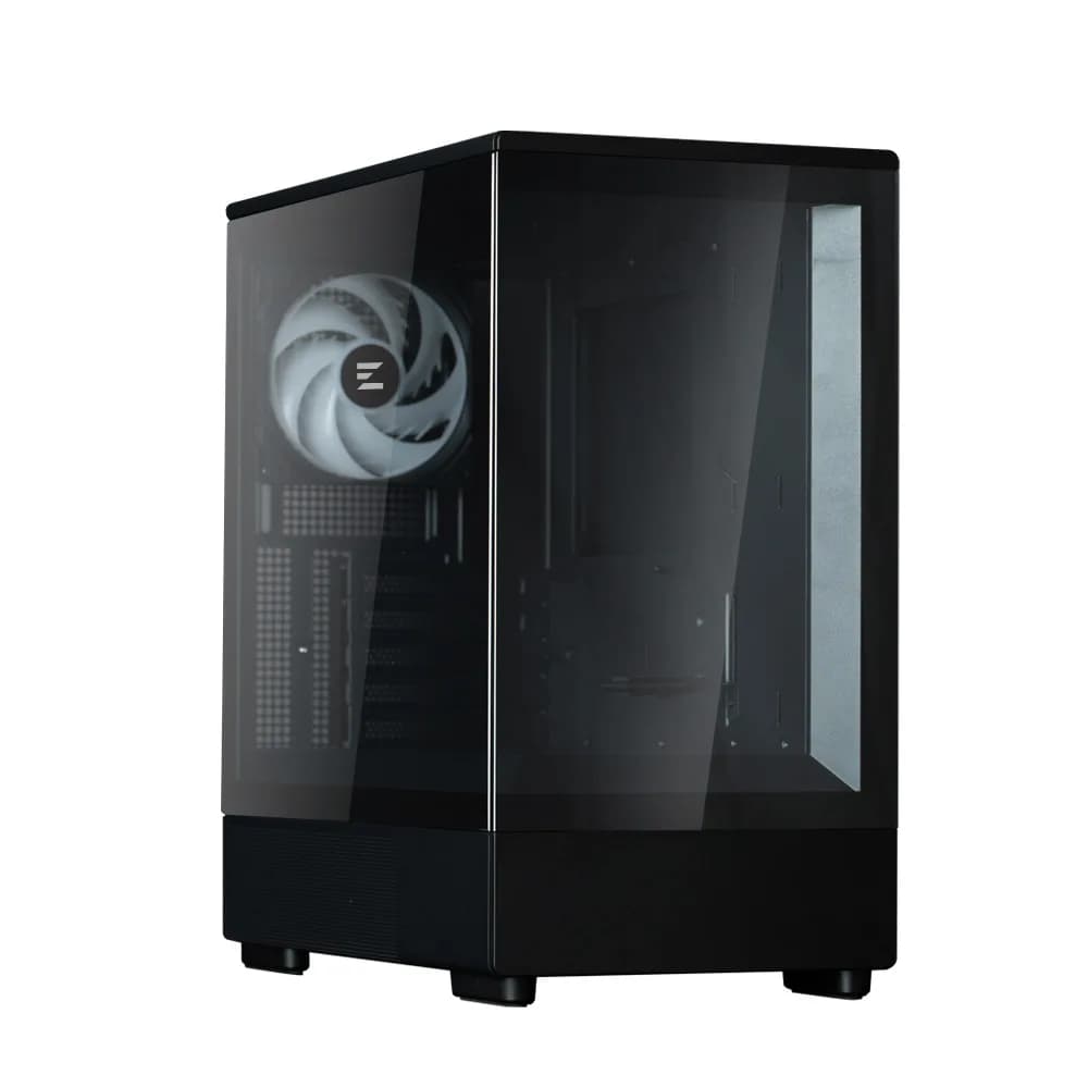 CARCASA Zalman "P10", mini tower, gaming, fara sursa, suporta 7xfan, 1xfan inclus, USB 3.1 gen1 x 1, USB Type-C, audio+mic, 5 sloturi expansiune, negru, "P10 Black"