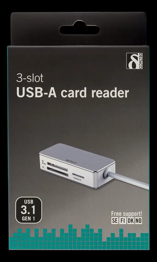 Accesoriu imprimantă 3D Deltaco USB 3.1 Card Reader – 3-slot — miniatură