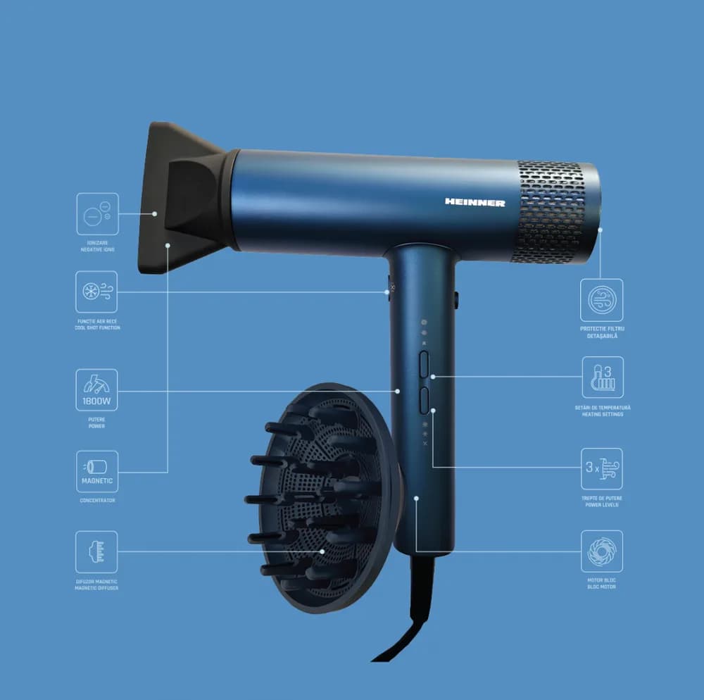 USCATOR DE PAR PROFESIONAL HEINNER HHD-Y18BLDC-BL — miniatură