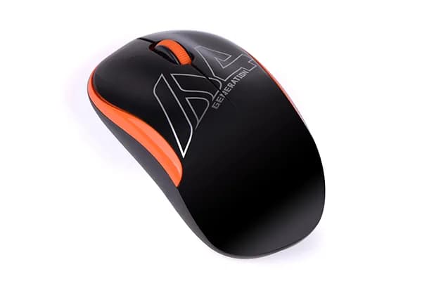 MOUSE A4tech, PC sau NB, wireless, 2.4GHz, optic, 1000 dpi, butoane/scroll 3/1, negru / portocaliu, 45507104 "G3-300N-BO" — miniatură