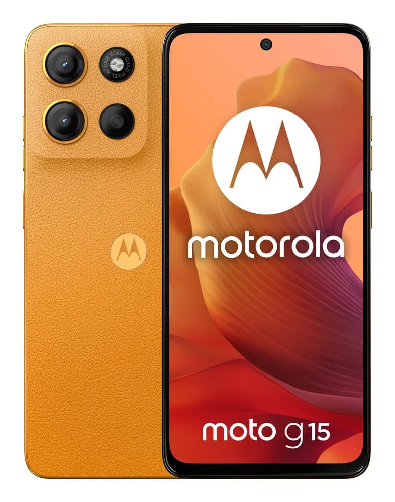 Moto g15, 128GB, 4GB RAM, Dual SIM, 4G, Tri-Camera, Sunrise Orange "PB6E0011PL" — miniatură