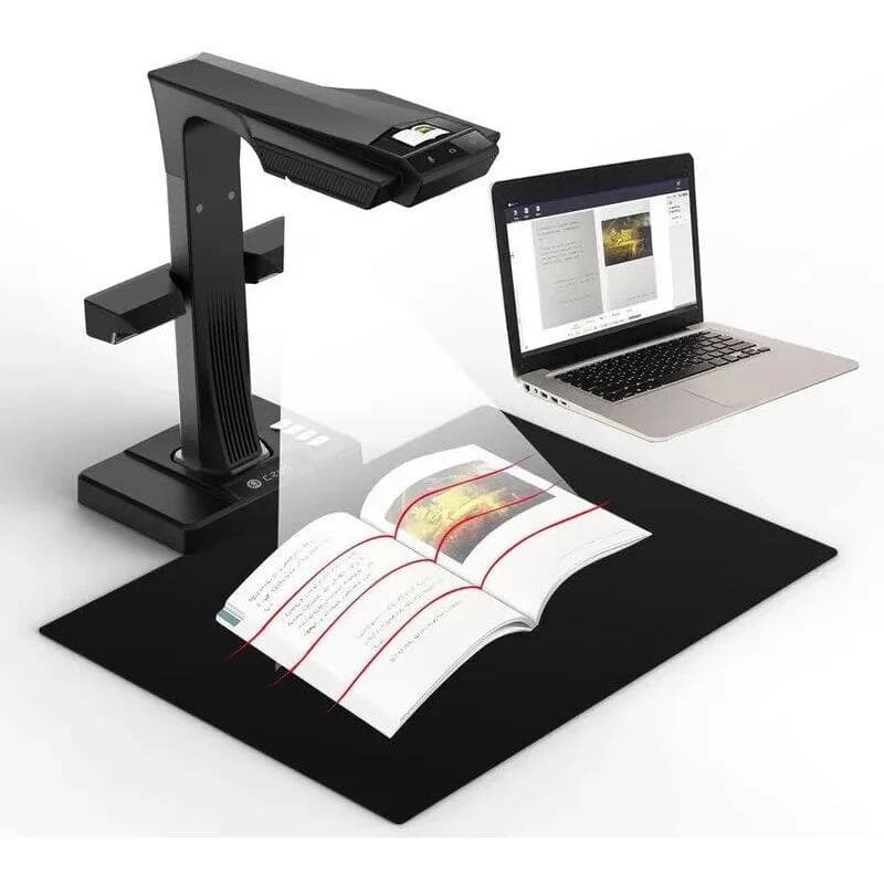Scanner CZUR ET16 PLUS, rezolutie 4608 x 3456 pixeli, 16MP, 300dpi, senzor HD CMOS, format maxim A3 A4: 420 × 297 mm/ 16.5×11.7 inch, focalizare automata, output JPG, PDf, Word, Excel, Tiff, memorie DDR 1G bit, functii: retroproiectie, recompunere nedistorsionata a paginilor scanate, functie OCR in — miniatură